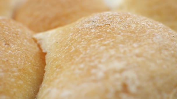 Delicious Crispy Buns Freshly Baked Bread Close Loose Breads Pastries — Stockvideo