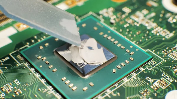 Electronic Circuit Board Close Repairing Computer Macro — ストック写真