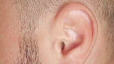 ear shot of a Caucasian man. mans ear close up