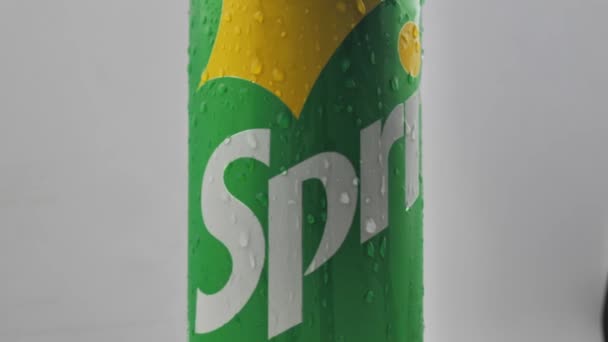 Italy Rome July 2022 Can Sprite Soft Drink Close Most — Stock video