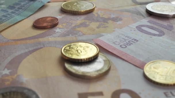 Macro Efectivo Euros Parte Rotación — Vídeos de Stock