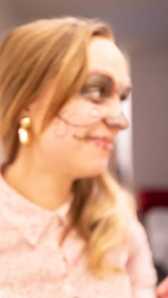 Womans Face Painted Halloween — 스톡 사진
