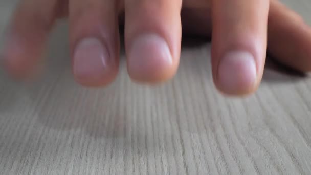 Man Good Mood Taps His Fingers Rhythm Table Rest — 비디오