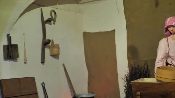 Iinstallationの農村生活の伝統的なオブジェクトの博物館 — ストック動画