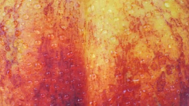 熟したジューシーな桃の表面を流れる水の滴 — ストック動画