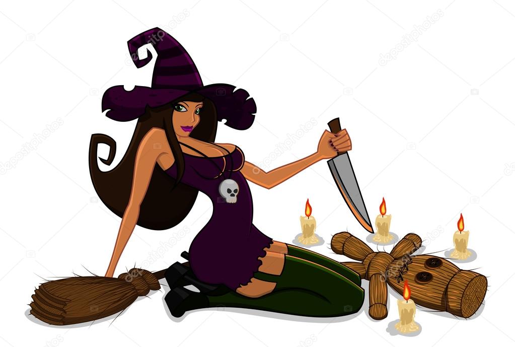 witch with voodoo doll