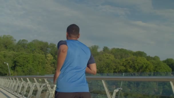 Achteraanzicht Van Een Actieve Levensstijl Sportieve Fitness Afro Amerikaanse Mannelijke — Stockvideo