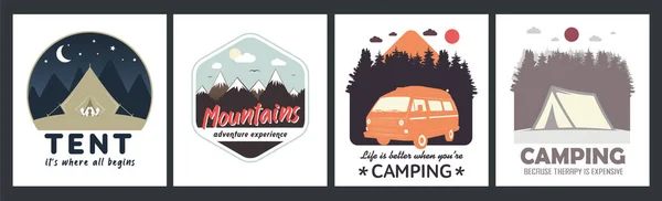 Travel Camping Vector Illustration Bundle Motivation Quotes Travel Badge — Stock Vector