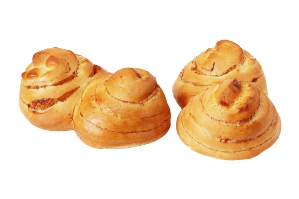 Izole tarçın ile tatlı buns. — Stok fotoğraf