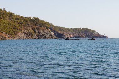 kayalık sahil, phaselis, Türkiye Körfez.
