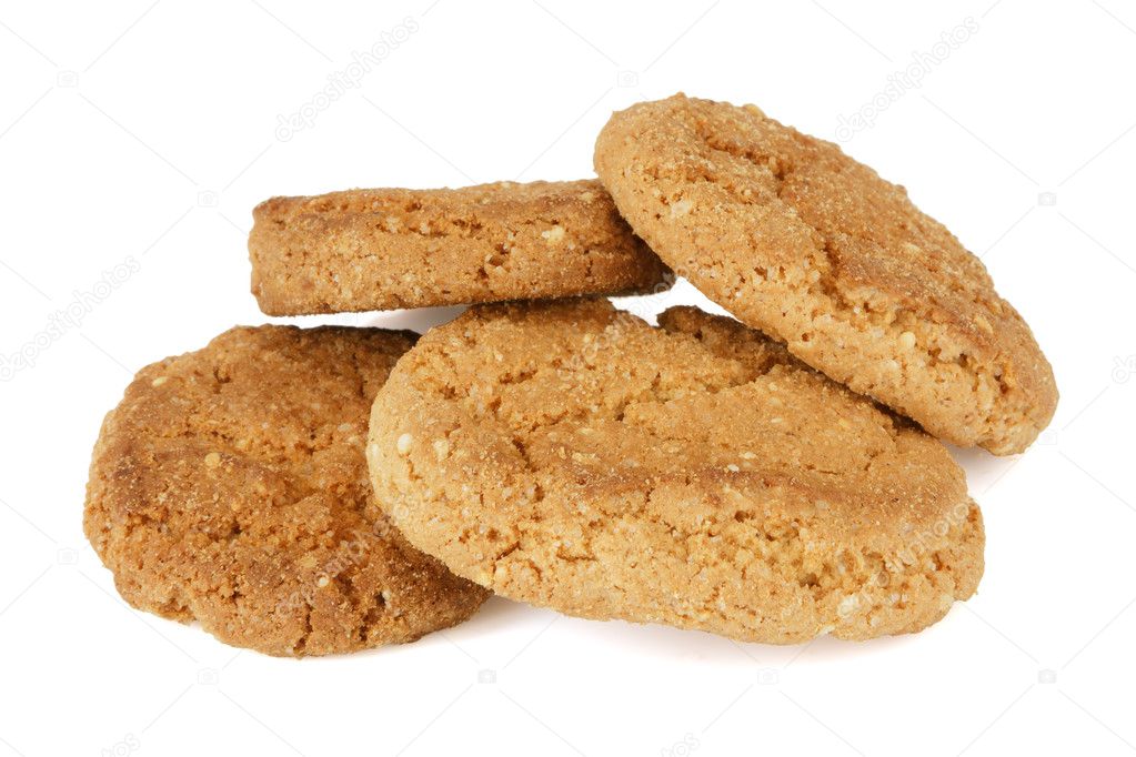 Oatmeal cookies on white.