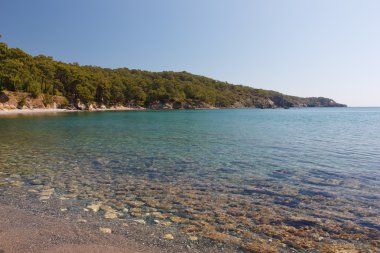 güzel deniz ve kayalık sahil şeridi.