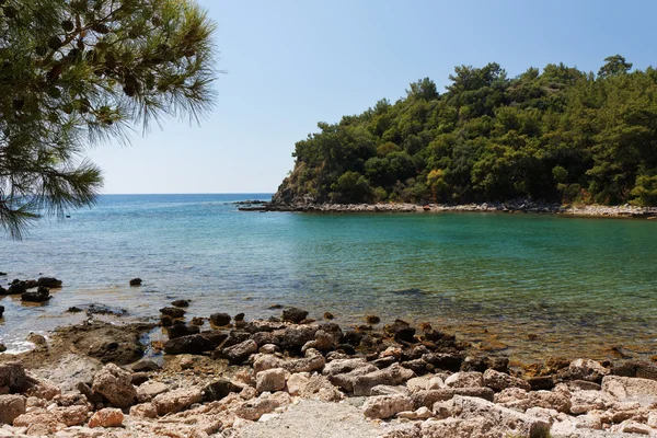 Schöne Bucht und felsige Küste. — Stockfoto