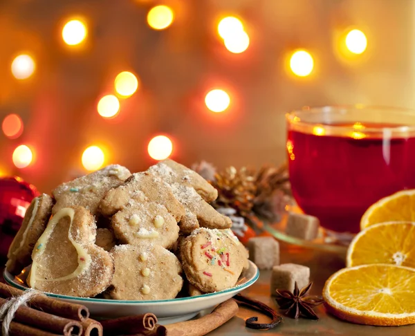 Christmas homemade cookies with punch and spices — Stock Photo, Image