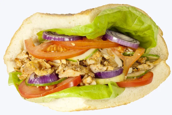 Kebab sandwich on white background — Stock Photo, Image