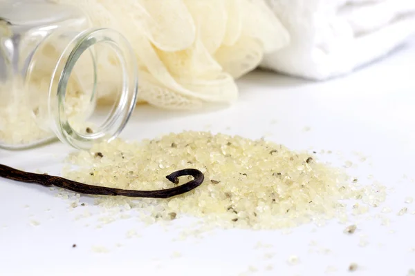 Vanilla bath salt closeup — Stock Photo, Image