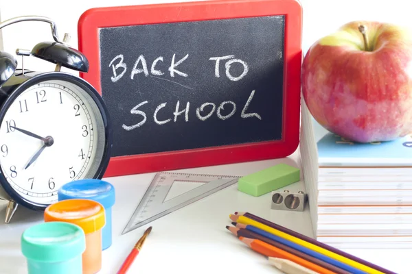 Back to school concept with inscription on blackboard — Stock Photo, Image