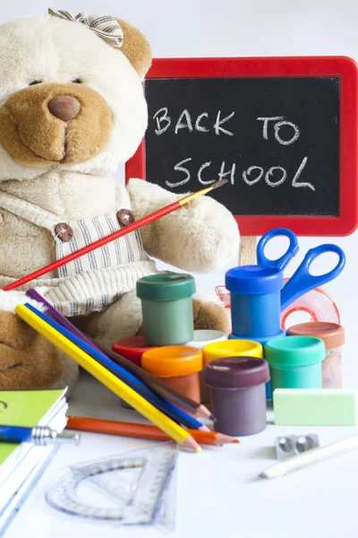 Back to school concept with inscription on blackboard — Stock Photo, Image