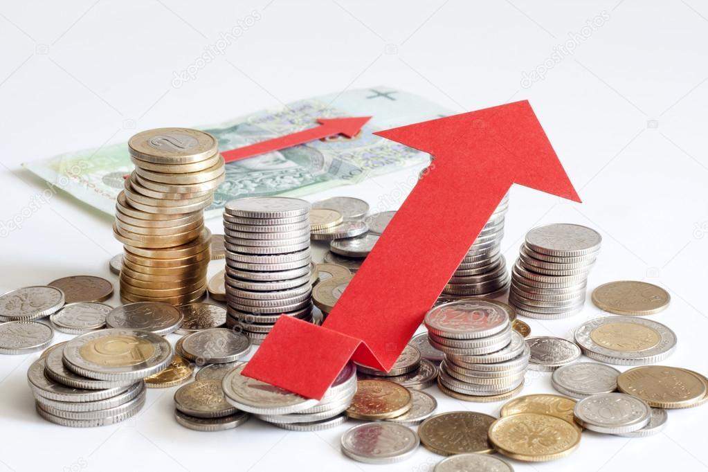 Stack of polish money increase finance abstract sign