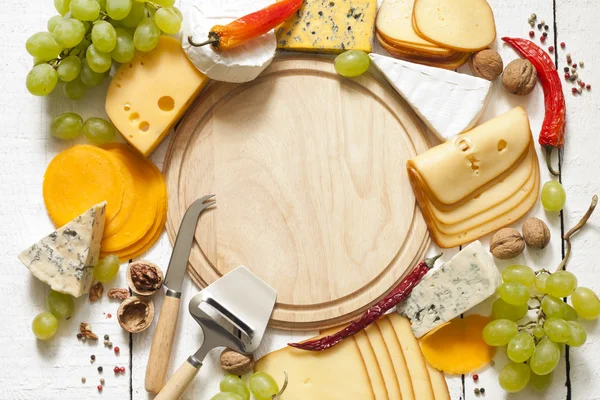 Différents types de fromage avec espace vide concept de fond — Photo