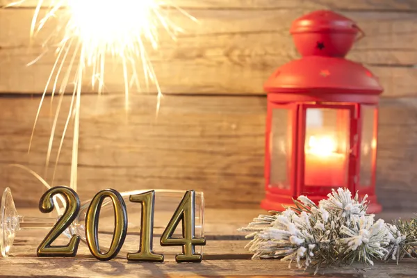 2014 happy new year abstract background sign with sparklers — Stock Photo, Image