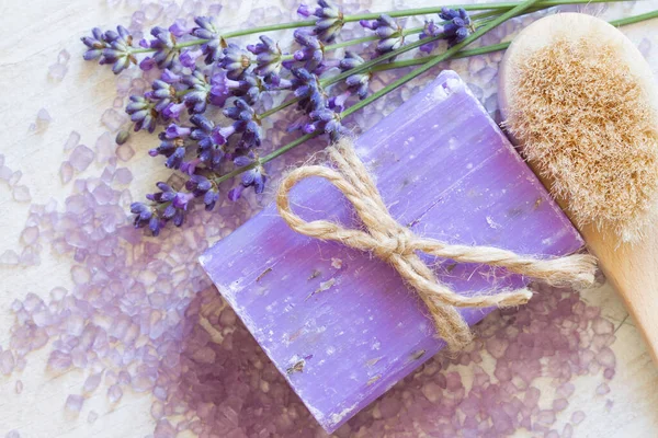 Lavanda Productos Cuidado Corporal Aromaterapia Concepto Spa —  Fotos de Stock