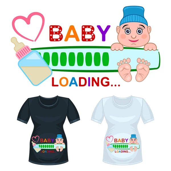 Оголошення про вагітність Дитяча друкована сорочка ізольований білий фон Стоковий вектор