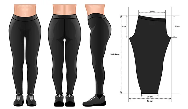 Leggings pantalones patrón de maqueta realista aislado fondo blanco Vectores de stock libres de derechos