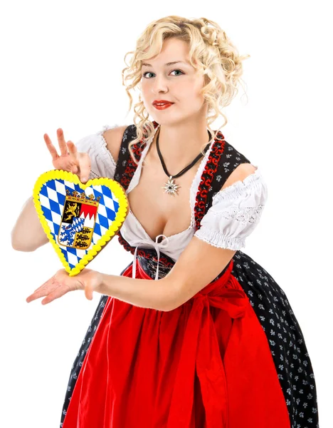 German bavarian girl in typical oktoberfest dress — Stock Photo, Image