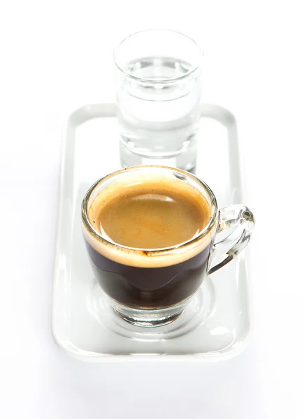 Bir fincan sade kahve. Espresso ile su — Stok fotoğraf
