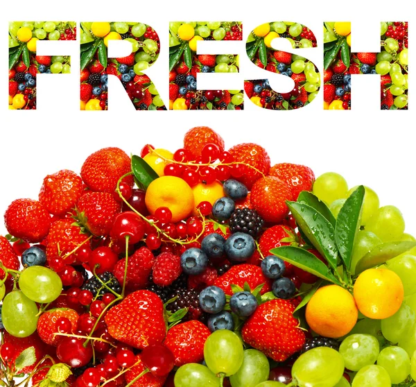 FRESH. смесь фруктов и ягод — стоковое фото