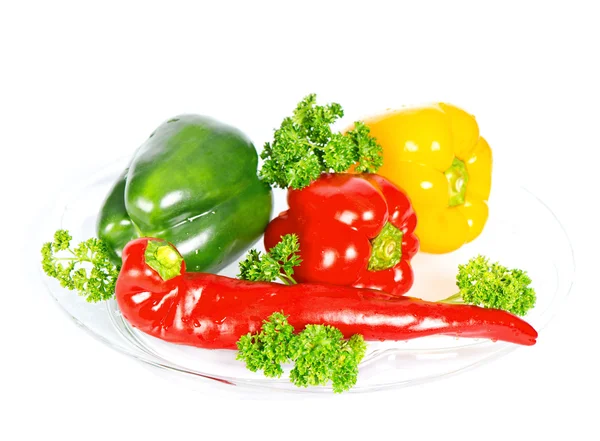 Paprica colorata con prezzemolo verde — Foto Stock