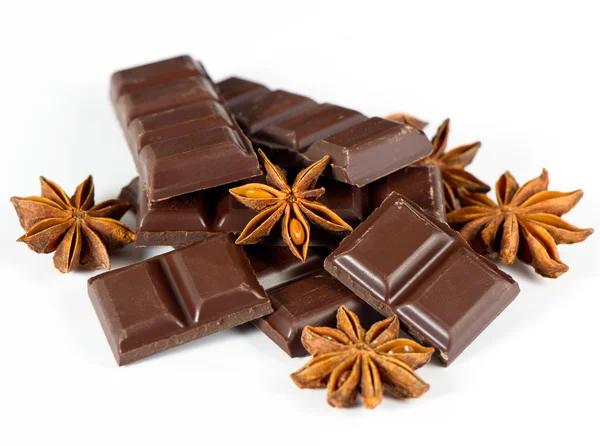 Donkere chocolade en steranijs — Stockfoto