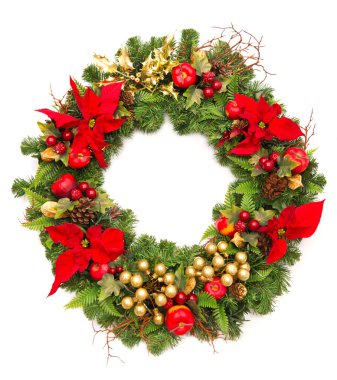 Nokta çiçekli Noel çelengi