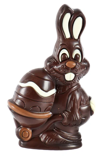 Chocolate easter bunny with egg — Stock Photo, Image