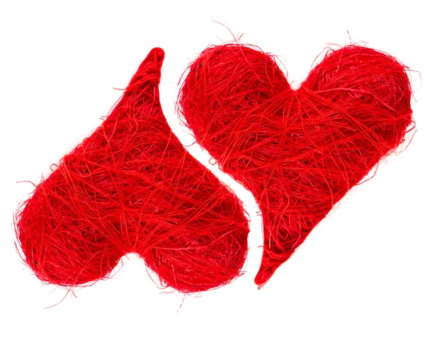 Two red hearts on white background — Stock Photo, Image