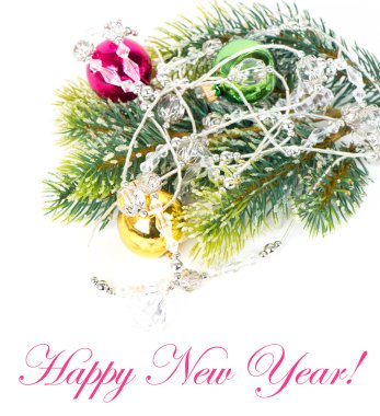 çok renkli baubles ve kristal garland ile Noel ağacı. f