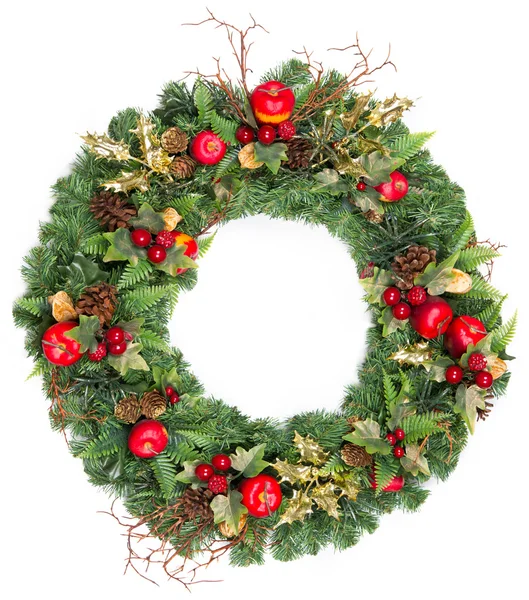 Altın süslemeli Noel çelenk
