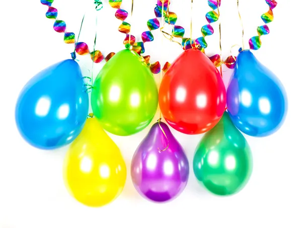 Decoração da festa. balões coloridos e guirlandas — Fotografia de Stock