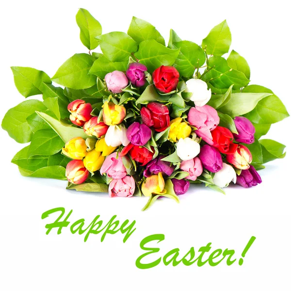 Happy easter! bouquet of colorful tulips. card concept — Stock Photo, Image