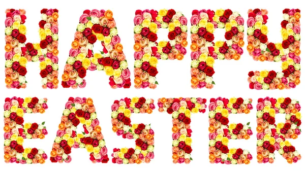 HAPPY EASTER, roses flower letters — Stock Photo, Image