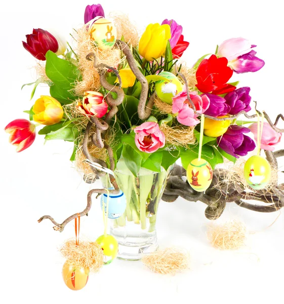 Colorful easter tulips bouquet — Stock Photo, Image