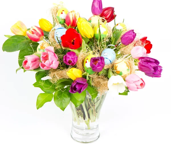 Kolorowy bukiet kwiatów tulipan Wielkanoc — Zdjęcie stockowe