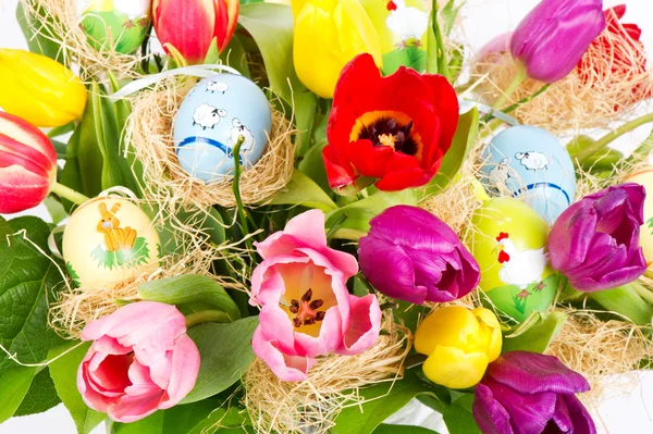 Colorido ramo de flores de tulipán de Pascua —  Fotos de Stock