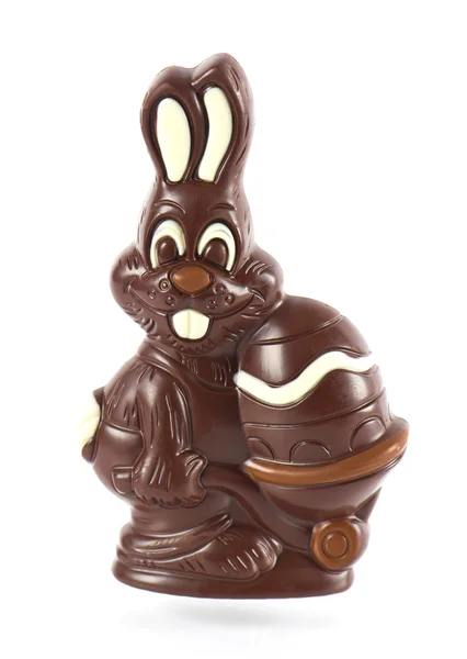 Chocolate easter bunny with egg — Stock Photo, Image