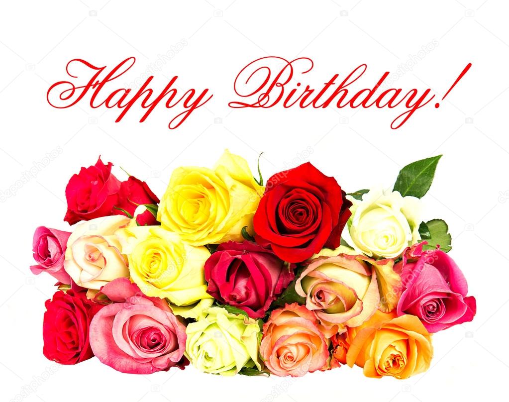Colorful Roses Happy Birthday Card Concept Stock Photo By C Liligraphie