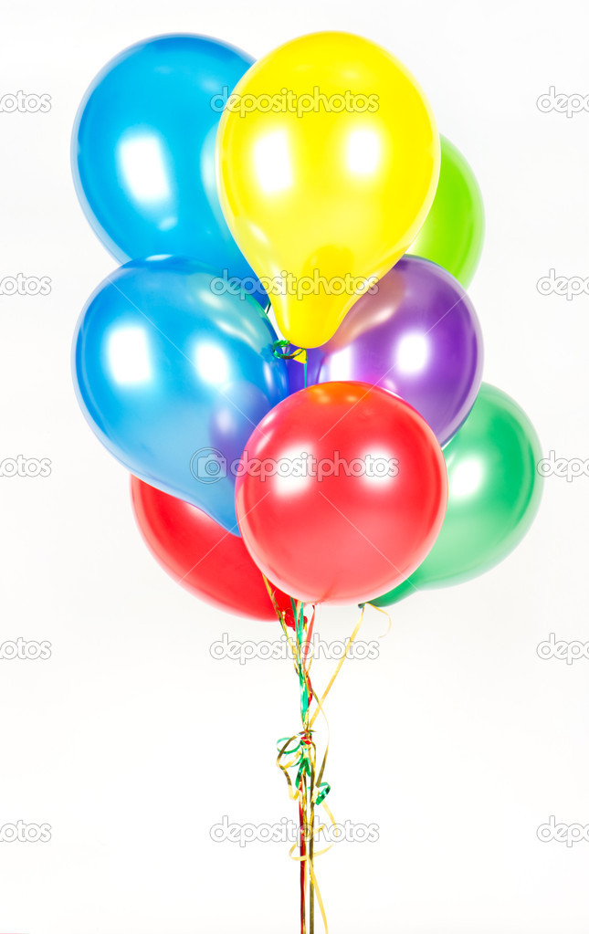 Colorful air balloons on white background. party decoration