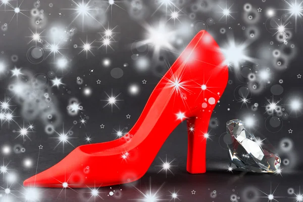 Boty červená ženy s lesklými krystal — Stock fotografie
