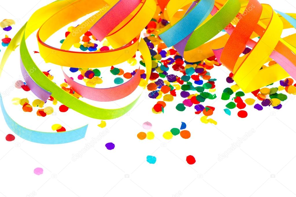 colorful serpentine and confetti. carnival party decoration