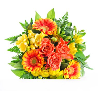 renkli çiçek buketi. gerbera ve gül